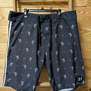 Men's Gray Patterned Swim Board Shorts